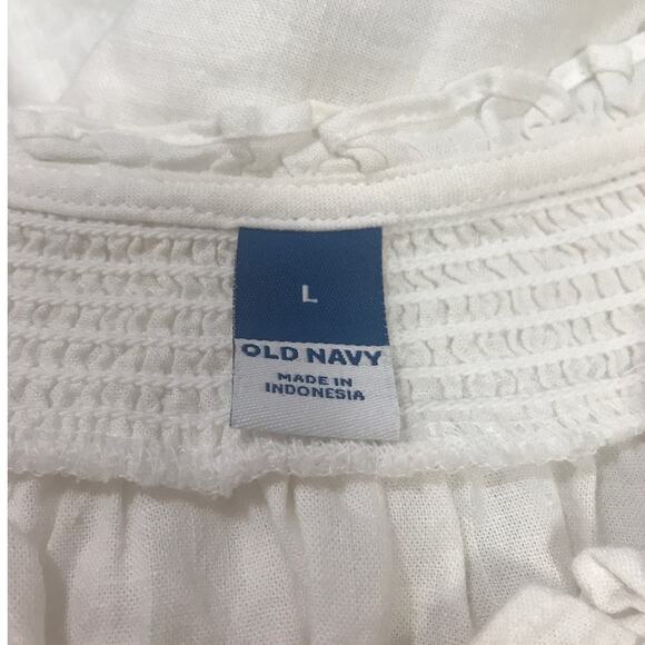 Old Navy White Ruffled Keyhole Neckline Long Sleeve Women Blouse L - Picture 3 of 5